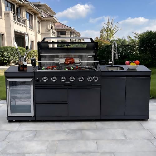95'' Modular Outdoor Kitchen Island, 85000 BTU, LPG, Black by Unknown