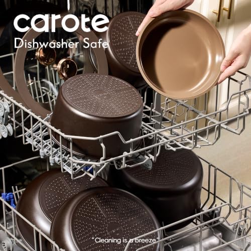 CAROTE 25pcs Ceramic Cookware Set, Pots and Pans Set with Detachable Handle - Image 5