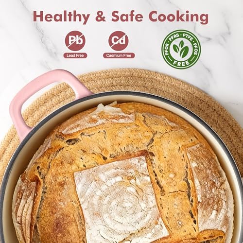 SENSARTE 3.5QT Enameled Cast Iron Dutch Oven Pot with Lid&Cotton Potholders - Image 6