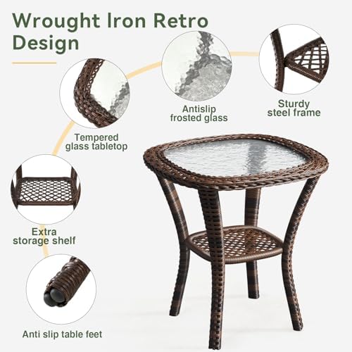 Aoxun 3 Pieces Patio Furniture Set, Patio Swivel Rocker Chairs Set of 2, Wicker Outdoor Bistro Set with Rocking Chair, Thickened Cushions and Table for Porch (Blue) - Image 6