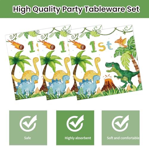 40pcs Watercolor Dinosaur Paper Plates and Napkins Party Supplies, 9 Inch Disposable Dinosaur Birthday Plates and Napkins Tableware Set for Kids Boys Birthday Decorations Serves 20 - Image 5