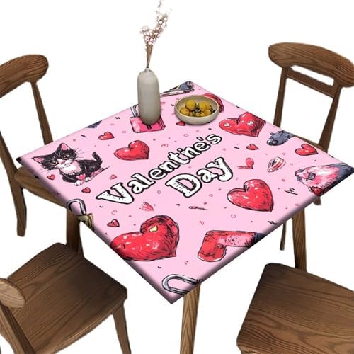 Square Table Topper, Love is in The Air Pattern Printed on Oilproof Elasticized Table Covers, Ideal for Buffet Catering Community, Fit for 36" x 36" Square Tables by JRBSZMI2