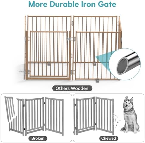 No Pawblems Freestanding Dog Gate with Door for Indoor & Outdoor, 30'' Tall - Image 2