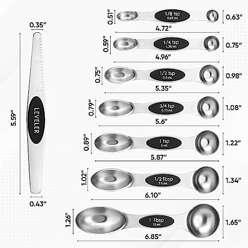 Spring Chef Stainless Steel Magnetic Measuring Spoons Set of 8, Black - Image 3
