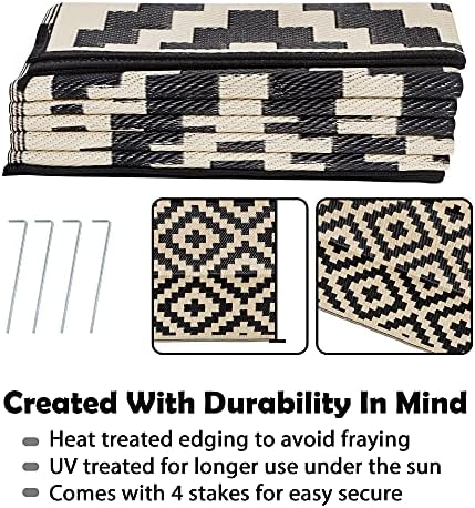 SAND MINE Waterproof Outdoor Rug 9x12 ft, Plastic Reversible Rug, Modern Area Rug, Large Floor Mat for Outdoors, RV, Patio, Backyard, Deck, Picnic, Beach, Camping - Image 3