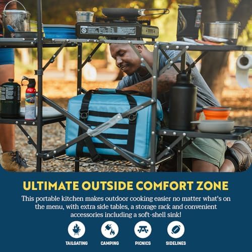 GCI OUTDOOR Master Cook Station | Portable Folding Kitchen Table with Soft Shell Sink, Heat Resistant Tabletop & Telescoping Lanter Pole, Perfect for Camping Trips - Image 5