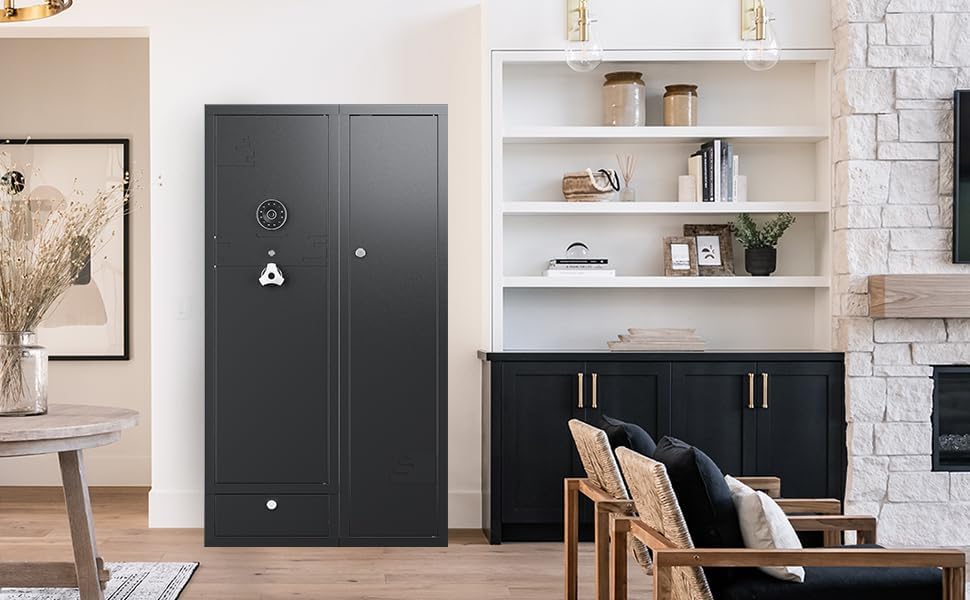 KAER 15-20 Gun Safe Gun Cabinet 2 in 1Large Gun Safes for Rifles and Pistols Rifle Safe for Home High Capacity Electronic Gun Cabinets for Rifles and Shotguns with Drawer,Removable Shelf - Image 7