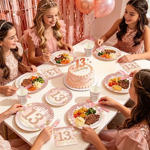 168Pcs 13th Birthday Party Supplies for Girls, Serves 24 - Image 6