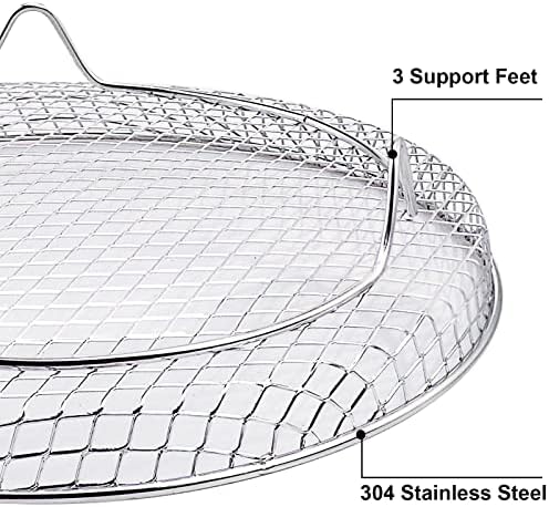 8 inch Air Fryer Racks, Air Fryer Universal Accessories, Baking Rack,Round Stackable Grill, Food-Grade Stainless Steel Kitchen Household, Fit all 4.2QT - 5.8QT air fryer,Oven - 3 Pack - Image 3