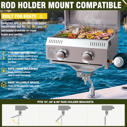 BESTFIRE Marine Boat Grill 20k BTU Dual propane connections - Image 3