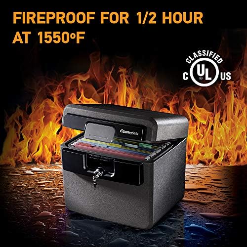 SentrySafe Black Fireproof and Waterproof Safe, File Folder and Document Box with Key Lock, 14.3 x 15.5 x 13.5 inches, HD4100 - Image 2