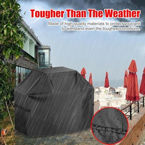 BBQ Grill Cover, Waterproof, Weather Resistant, Rip-Proof, Anti-UV, Fade Resistant, with Hook-and-Loop Straps, Gas Grill Cover for Most Grills, 55 inch, Black - Image 5