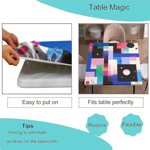 Card Table Tablecloths, Modern Geometric Pattern Printed on Fade Resistant Square Table Fitted Cover, Ideal for Weddings Birthdays Events, Fit for 28" x 28" Square Tables - Image 3
