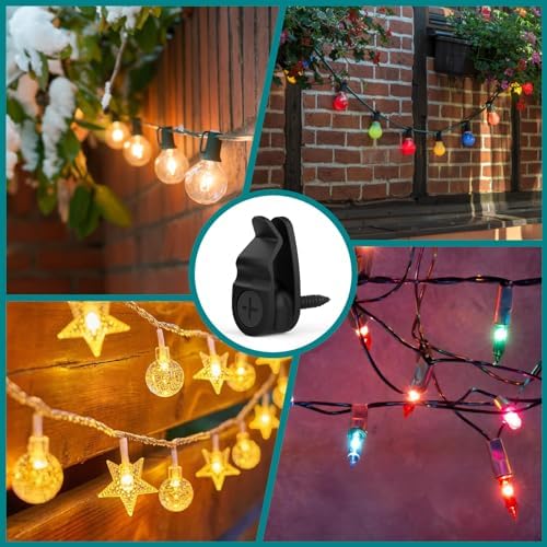 Outdoor String Lights Clips, Weatherproof Cable Hanger Hooks for Hanging Fairy Lights, Holiday Decor - Black, 50 Pack - Image 4