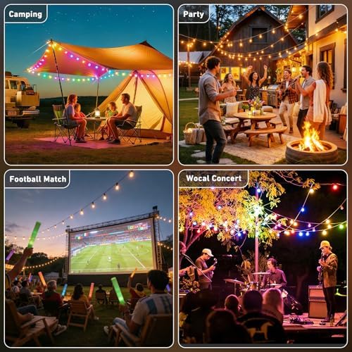 LETIANPAI 400FT RGB+IC Outdoor String Lights, IP67 Waterproof LED Color Changing Clear Bulb String Lights with App & Remote Control, Shatterproof Hanging Patio Lights for Backyard Garden Party - Image 6
