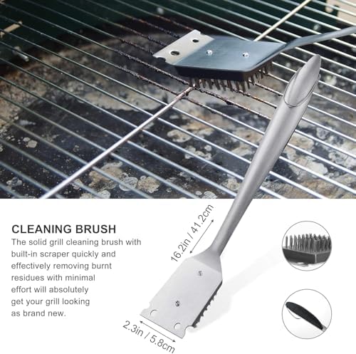 Grilljoy 8PCS BBQ Grill Tools Set with Extra Thick Stainless Steel Spatula, Fork, Tongs & Cleaning Brush - Complete Barbecue Accessories Kit with Portable Bag - Perfect Grill Gifts for Father's Day - Image 5