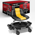 Rolling Stool with Wheels, Adjustable Height Pneumatic Garage Work Mechanic Stool Seat with Backrest, 400 LBS Capacity 360° Swivel Mechanic Crepper Chair with Tool Tray Storage, Yellow by FREEKYROCK