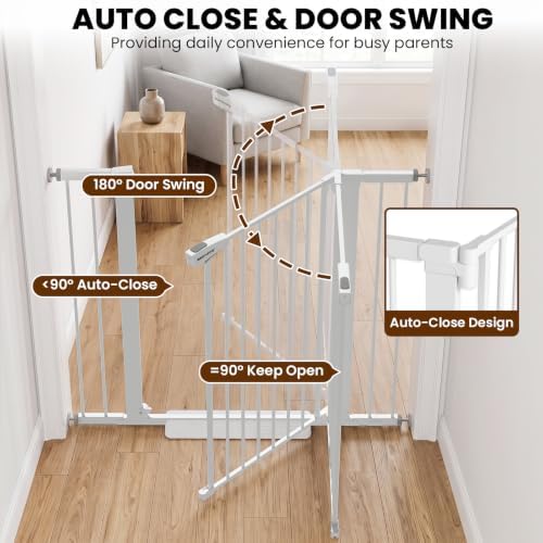 Mumeasy 36" Extra Tall Baby Gate for Doorways, 26-40" Auto Close Dog Gate - Image 5