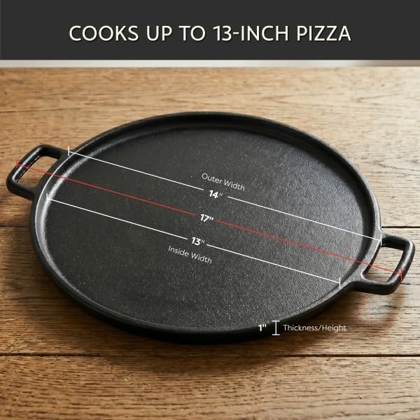 Home-Complete Cast Iron Pizza Pan, Even-Heating Cast Iron Cookware, 14” - Image 6