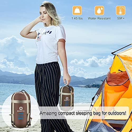 ECOOPRO Warm Weather Sleeping Bag - Portable, Waterproof, Compact Lightweight, Comfort with Compression Sack - Great for Outdoor Camping, Backpacking & Hiking-83 L x 30" W Fits Adults - Image 6