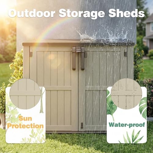 LHBcraft Waterproof Outdoor Storage Box 36 Cu Ft with Lockable Doors,Portable Outdoor Storage Shed,Horizontal Outdoor Storage Cabinet for Garden,Easy to Assemble - Image 4