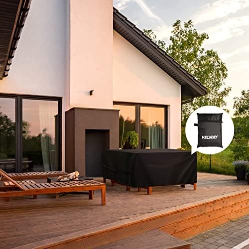 Velway Patio Furniture Cover Outdoor, Waterproof Rectangular Patio Table Chair Sofa Set Cover, 67”Lx37”Wx28”H, All Weather Oxford Tear-Resistant Material with Zipper Carrying Bag Windproof Buckles - Image 6