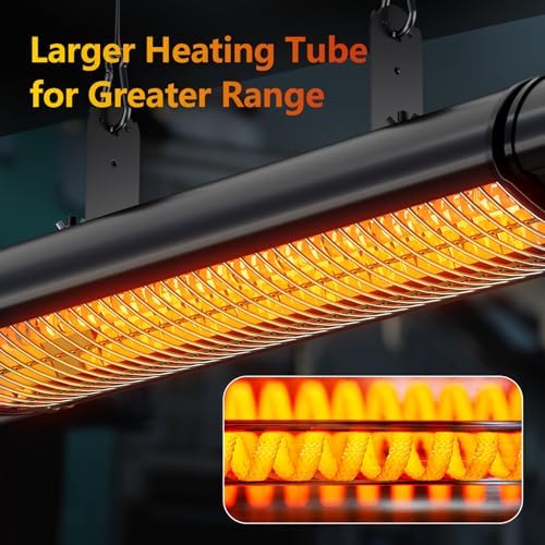 Hanging Patio Heater, Outdoor Electric Heater, Wall Mounted & Ceiling Infrared Garage Heater for Outdoor/Indoor Use, 1500W, Remote Control, Black - Image 3