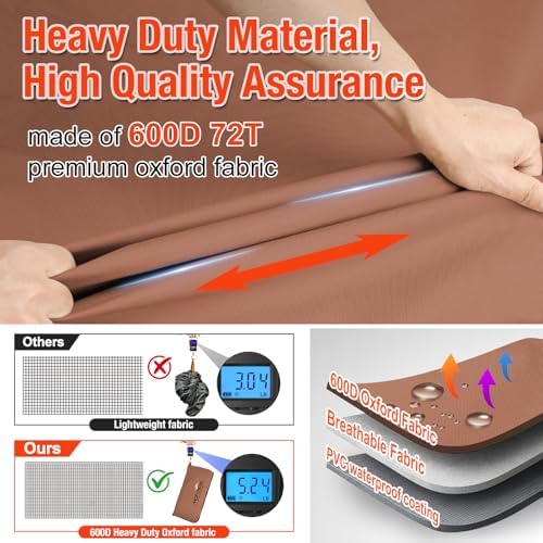 Foldable Grill Cover for Traeger Pro 34/780 Series, Waterproof 600D Heavy Duty Wood Pellet Smoker Cover, Fade＆Tear Resistant Pellet Grill Cover for Texas Elite 34 700/600/550,Caramel - Image 6