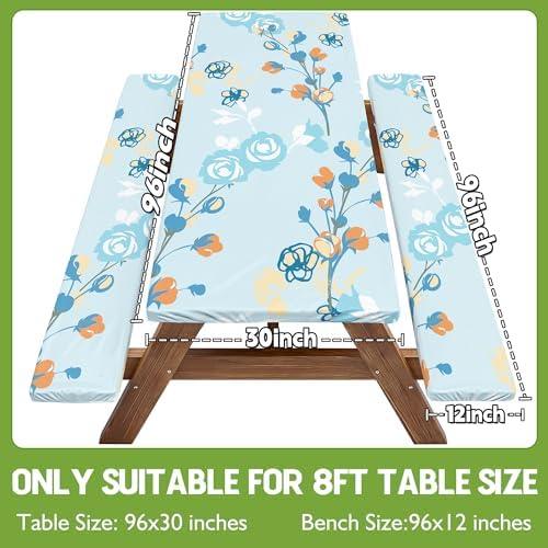 Picnic Table Cover with Bench Covers Waterproof Campsite Tablecloth Patio Backyard Camp Camping Kitchen Essentials Accessories Supplies Rv Cabin Gear Acampar Must Haves Table Cloth Camper Women Gifts - Image 2