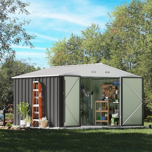 Devoko 10x8 FT Outdoor Storage Shed, Gray - Image 3