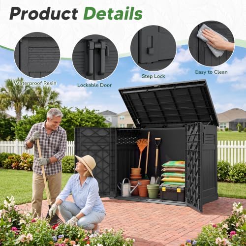 Large Outdoor Storage Cabinet 51 Cu Ft with Pneumatic Hydraulic Lid, Horizontal Outdoor Storage Shed-Easy to Assemble, Waterproof Outdoor Storage Box for Backyards - Image 2