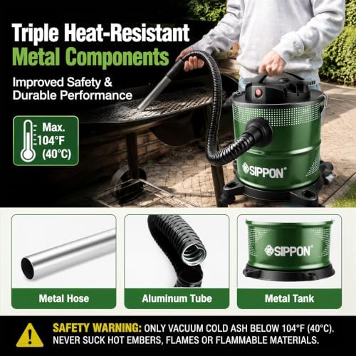 Ash Vacuum for Pellet Stoves，1200W 5.2Gallon Fireplace Ash Vacuum - Image 4