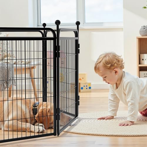 Gardner Pet Dog Playpens, 24" H 16 Panels Dog Pen Outdoor/Indoor Dog Fence Exercise Pen for Small Dogs, Foldable Pet Play Yard Gate with Gravity Automatic Lock, Pet Playpen, Black - Image 6
