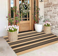 Outdoor Rug 3'x 5',Black and Tan Striped Area Rug Fall Front Porch Mat by BUAGETUP