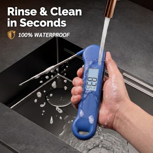 0.5 Sec Instant Read Meat Thermometer Digital for Outdoor Fryer, Blue - Image 7