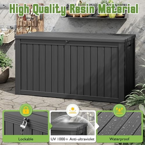 Outdoor Storage Waterproof Deck Box for Patio (200 Gallon, Black) - Image 3