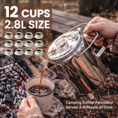 KingCamp Percolator Coffee Pot,304 Stainless Steel,Large Capacity,12 Cup - Image 6