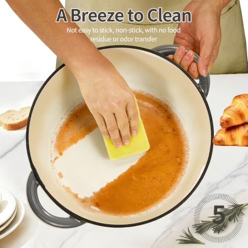 Enameled Cast Iron Dutch Oven pot 6.5 QT with Lid for Bread Baking - Image 7