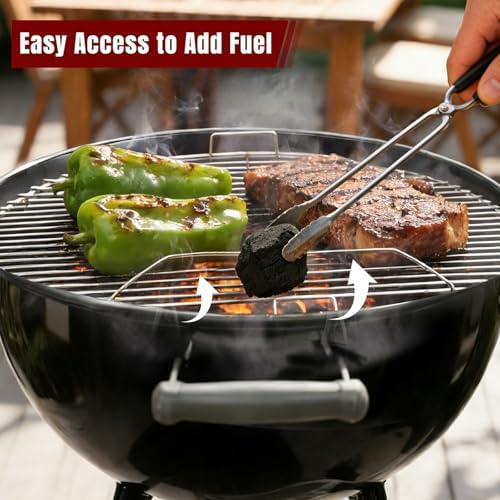 SHINESTAR Grill Grate for 22" Weber Charcoal Grills, Kettle, Performer, Master-Touch, Upgraded 8835 Gourmet BBQ System Hinged Cooking Grate, 21.5x21.5 Inch - Image 6