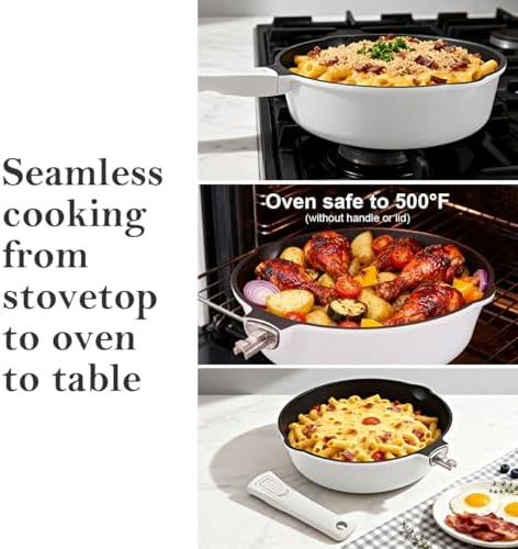 12 Inch Nonstick Deep Frying Pan Skillet with Lid, Large Saute Pan - Image 3