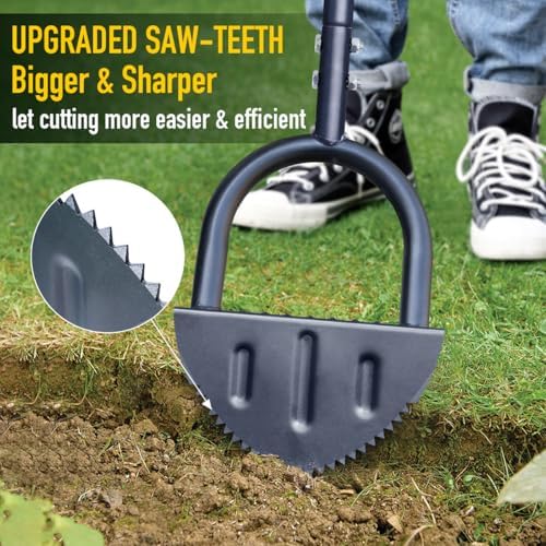 Colwelt Saw-Tooth Edger Lawn Tool, Half Moon Lawn Edger with T-Grip, Sidewalk Grass Long Handled Step Edger, 38-Inch - Image 2