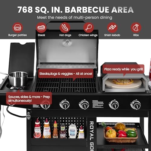 ZH3004H Premium Gas Grill and Pizza Oven Combo Black - Image 4