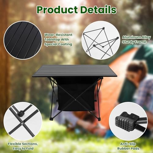 Camping Table with Storage, Lightweight Beach Table, Aluminum Portable Folding Table with Carry Bag for Outdoor, Travel, Picnic, BBQ, Cooking, Sand, RV (M) - Image 3