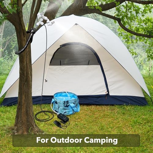 HAOWIN Portable Misting System with Rechargeable Water Pump, Foldable Bucket & Triangle Bag, DIY Mobile Misters for Outside Patio, Tent, Canopy, Golf Cart, Boat, Bike, Motorcycle, Camping, Hiking - Image 3