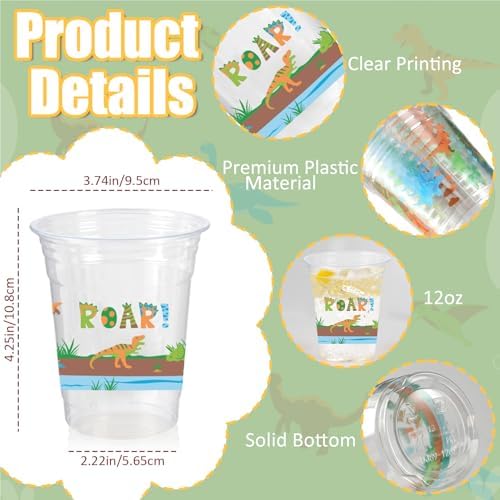Dinosaur Disposable Cups for Dino Birthday Party Supplies Decorations - Image 3