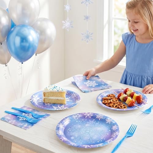 100 Pcs Disposable Winter Frozen Tableware Set for 25 Guests - Image 2
