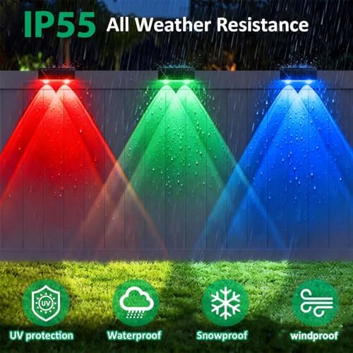 Solar Fence Lights Outdoor, 2 Pack Black Fence Lights Solar Powered - Image 3