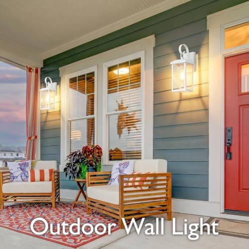 BesLowe 2-Pack 15” Outdoor Wall Light Fixtures, Modern Porch Sconces, White - Image 2