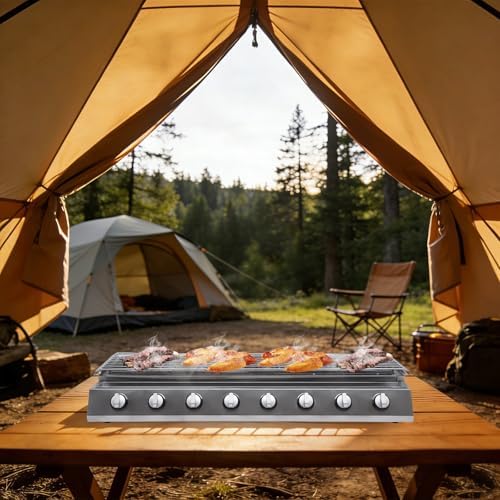 Outdoor Barbecue Grill, 8 Burner Gas Countertop Griddle Commercial Portable Grill Table Top Stainless Steel Propane Gas BBQ for Barbecue, Restaurants, Food Stalls, Buffets - Image 5