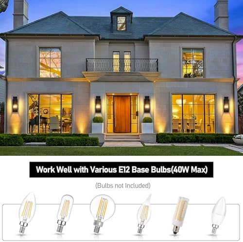 BesLowe 20’’ Large Outdoor Wall Lights, Modern Black Exterior Wall Lanterns - Image 5